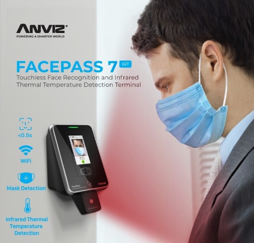 RELOJ CHECADOR FACIAL CON SENSOR DE TEMPERATURA / FACEPASS 7 IRT ANVIZ